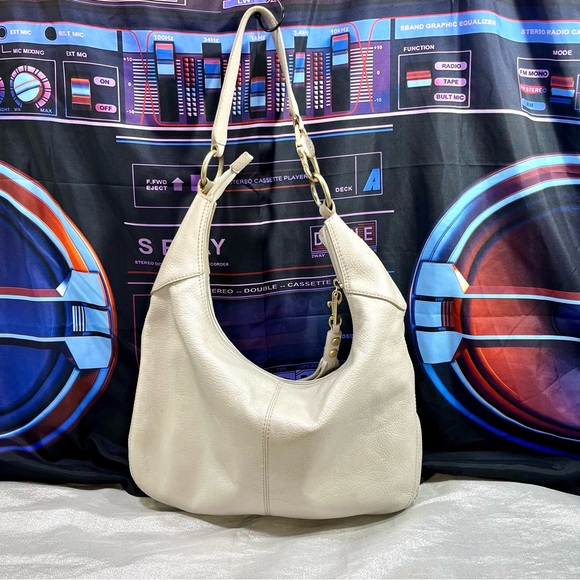 HOBO INTERNATIONAL Slouch Metallic Silver/Grey Shoulder Bag Purse - Picture 2 of 10